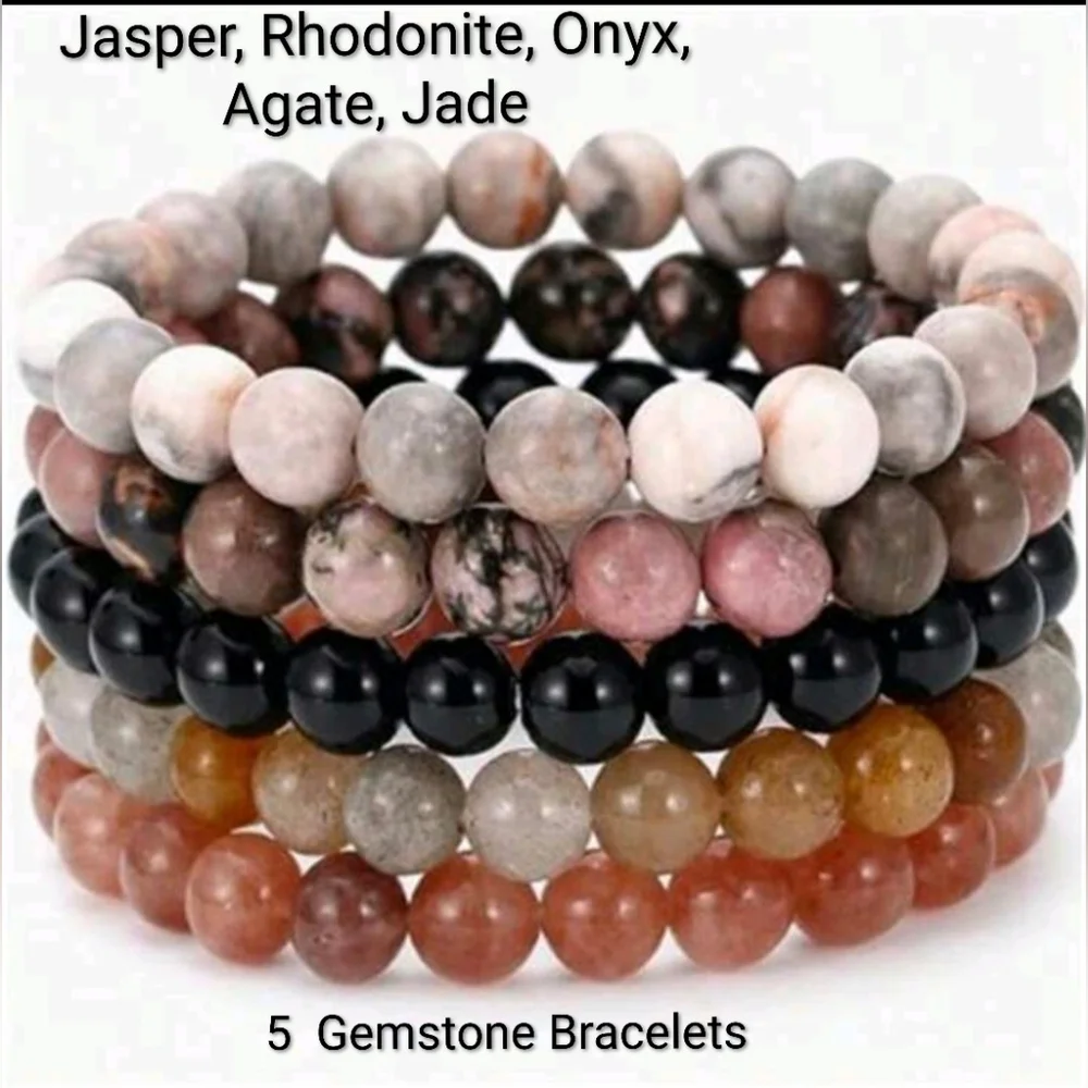 Gemstone Bracelets Natural Crystal Stone Bracelet Set